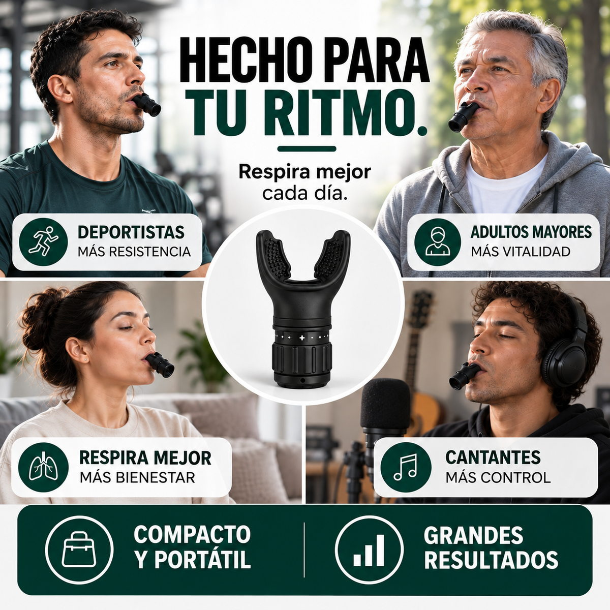 Entrenador Respiratorio de Resistencia Ajustable