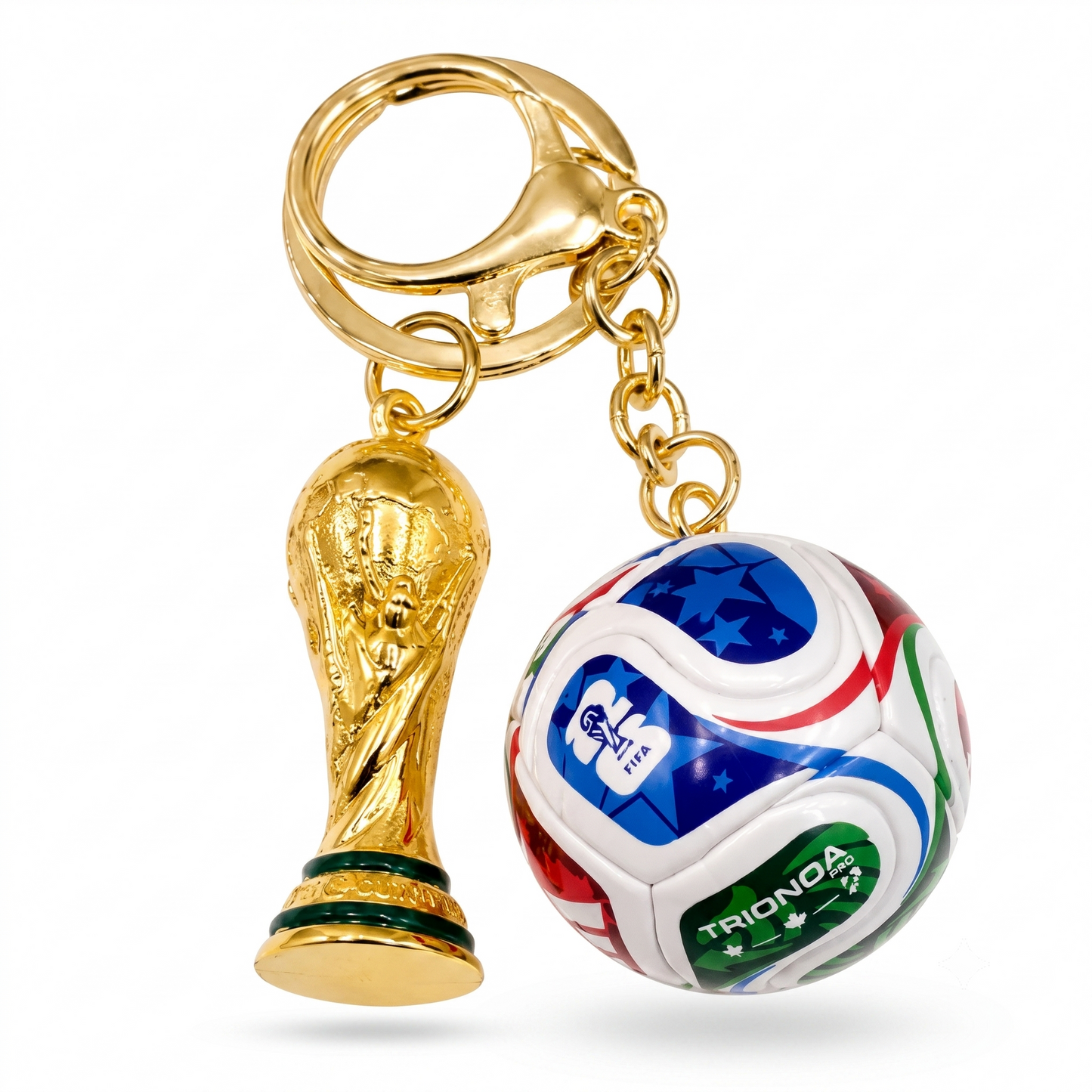 Llavero Oro Balón y Copa Fútbol Oro 18k — El Regalo Perfecto para los Amantes del Fútbol