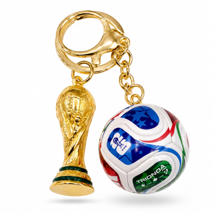 Llavero Oro Balón y Copa Fútbol Oro 18k — El Regalo Perfecto para los Amantes del Fútbol