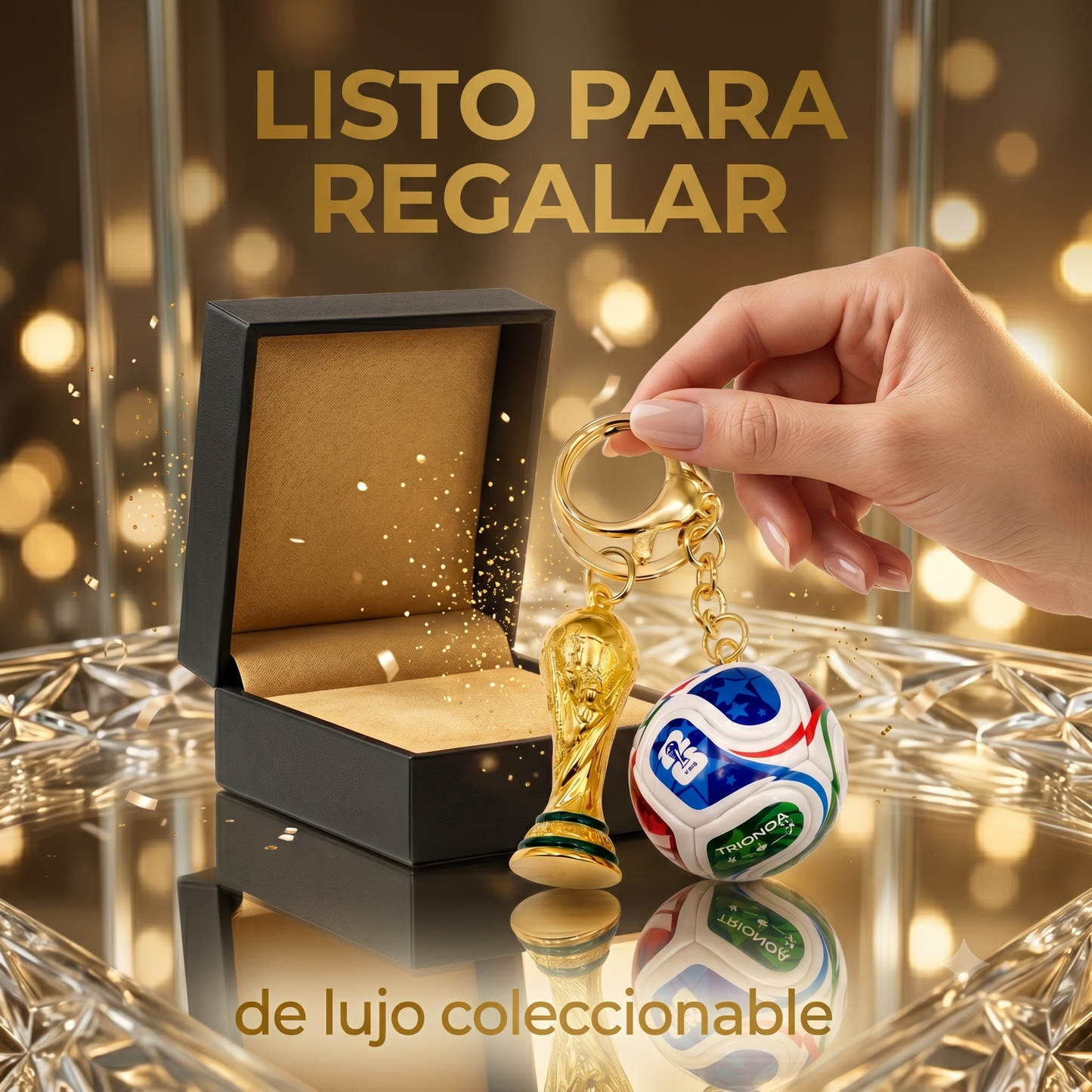 Llavero Oro Balón y Copa Fútbol Oro 18k — El Regalo Perfecto para los Amantes del Fútbol