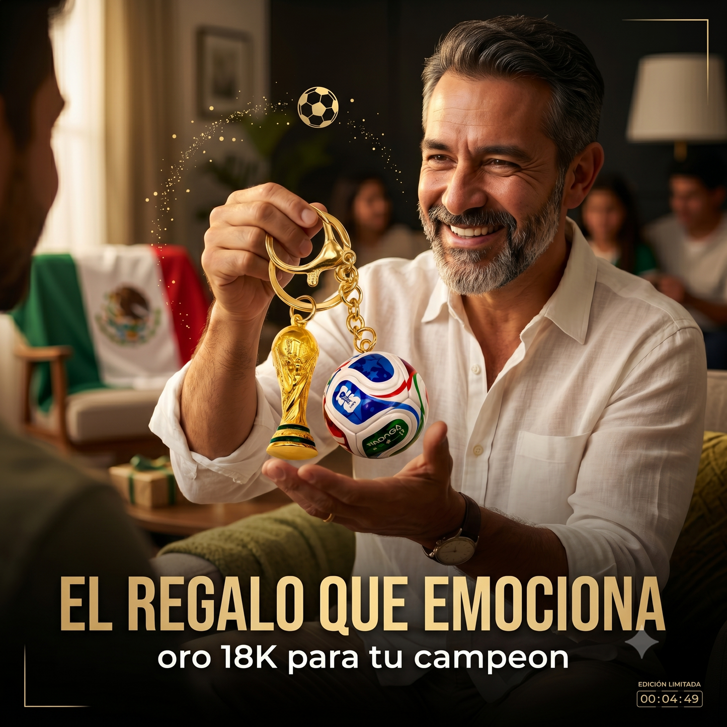 Llavero Oro Balón y Copa Fútbol Oro 18k — El Regalo Perfecto para los Amantes del Fútbol