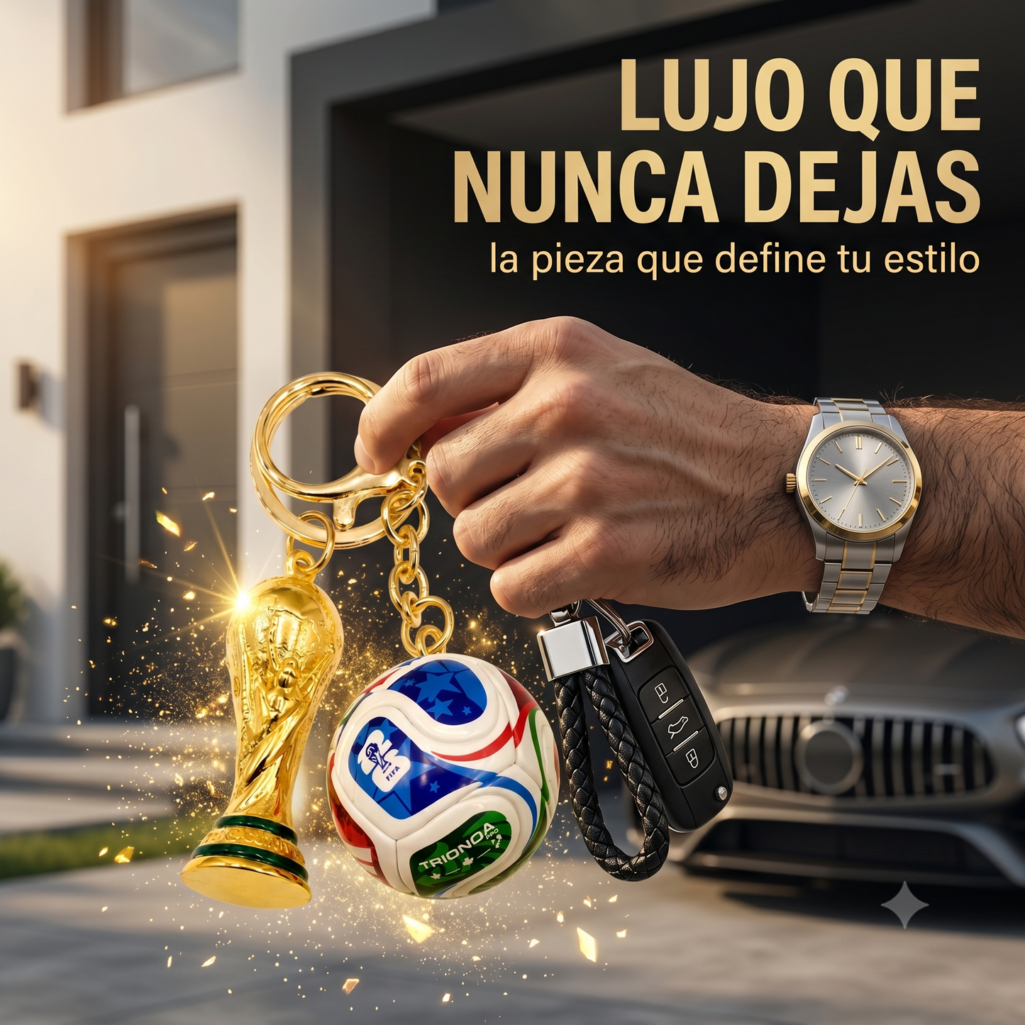 Llavero Oro Balón y Copa Fútbol Oro 18k — El Regalo Perfecto para los Amantes del Fútbol