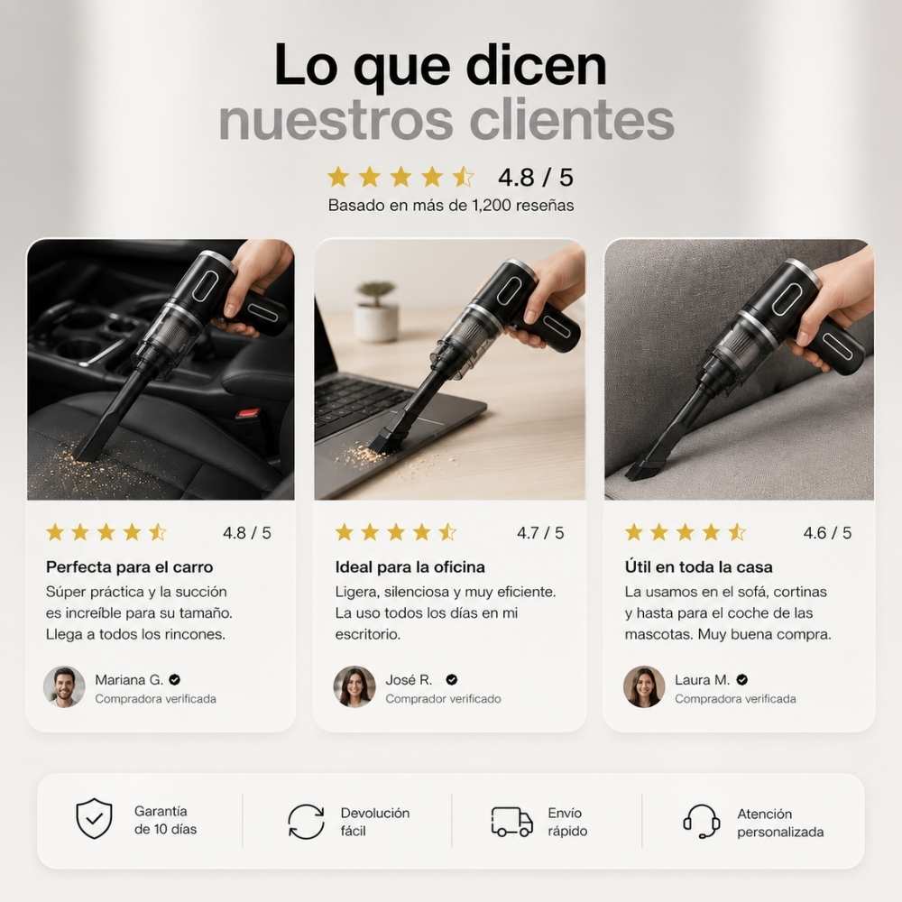 PocketClean™ Aspiradora Portátil Inalámbrica | La forma más rápida de mantener tu auto y tu hogar siempre impecables.